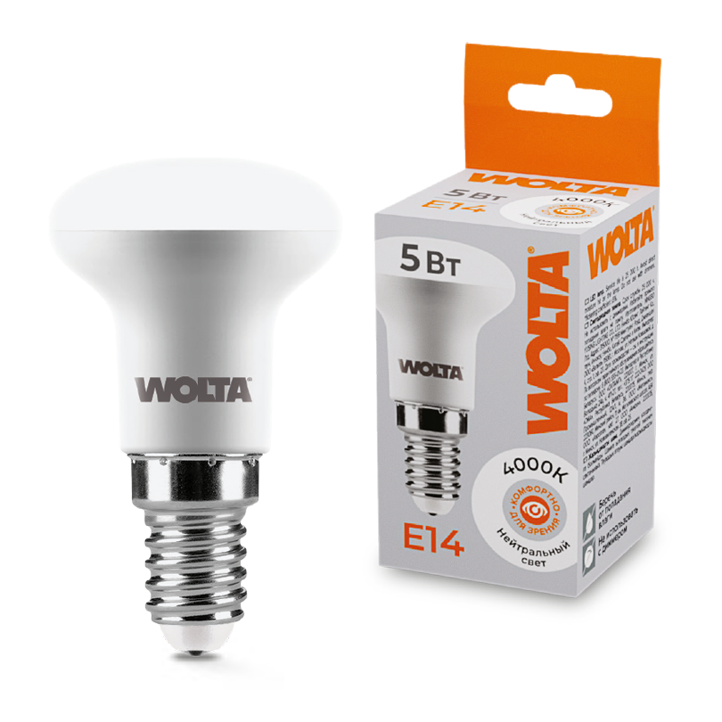 Светодиодная лампа WOLTA 5Вт 4000K E14 грибок матовый 25S39R5E14 Светодиодная лампа WOLTA 5Вт 4000K E14 грибок матовый 25S39R5E14