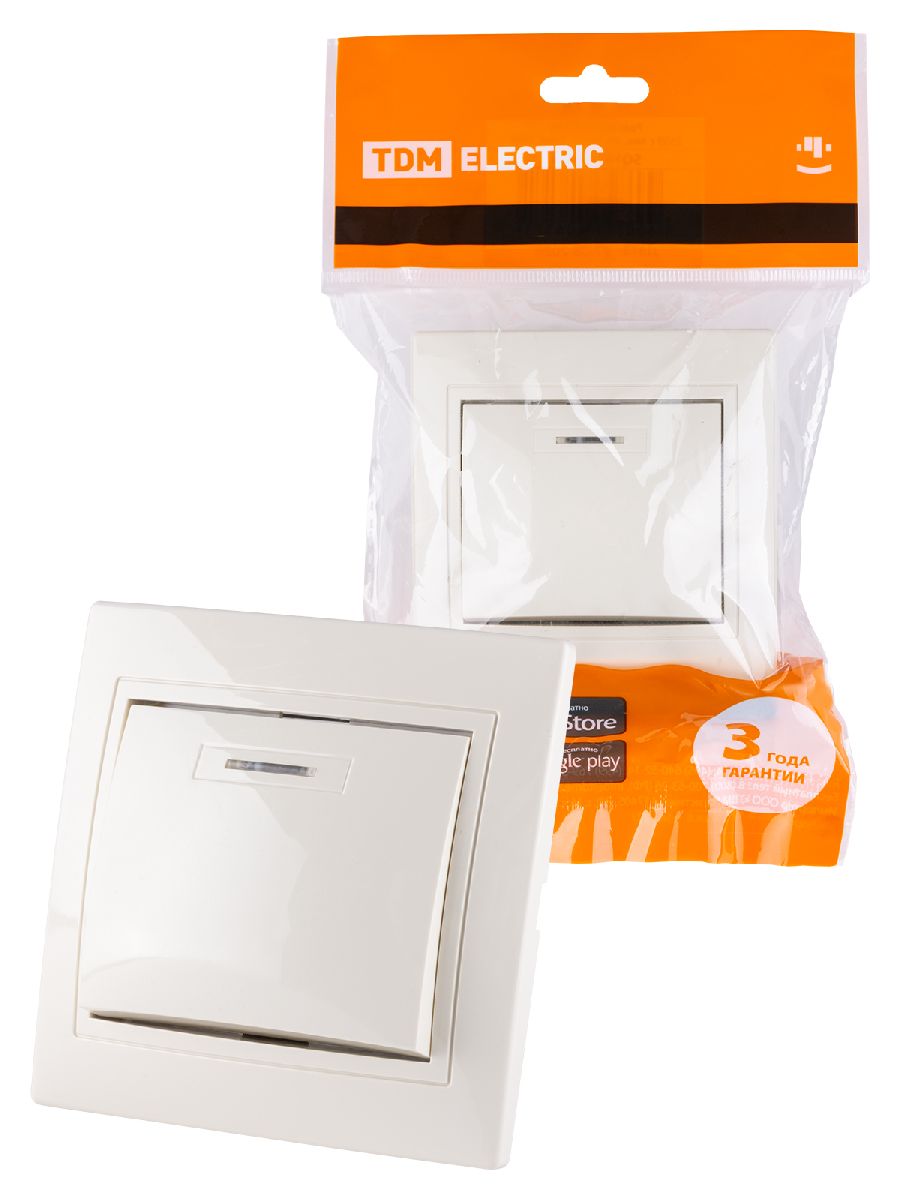 Выключатель одноклавишный с подсветкой Таймыр TDM Electric SQ1814-0104