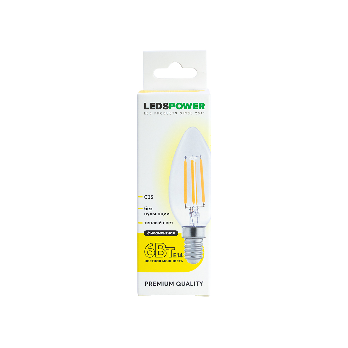 Светодиодная лампа LEDS POWER Filament C35 E14 6Вт 3000К 007076