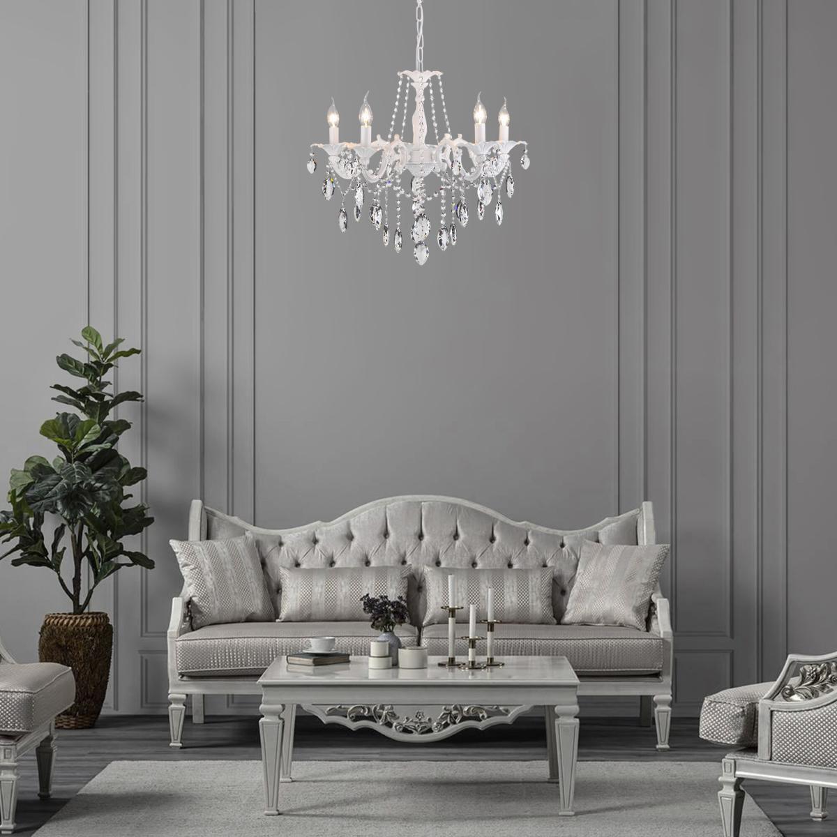 Подвесная люстра Eurosvet 10108/5 белый/прозрачный хрусталь Strotskis