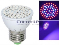 Лампа ФИТО светодиодная, E27, 5W, 220V, 400Lm, для растений