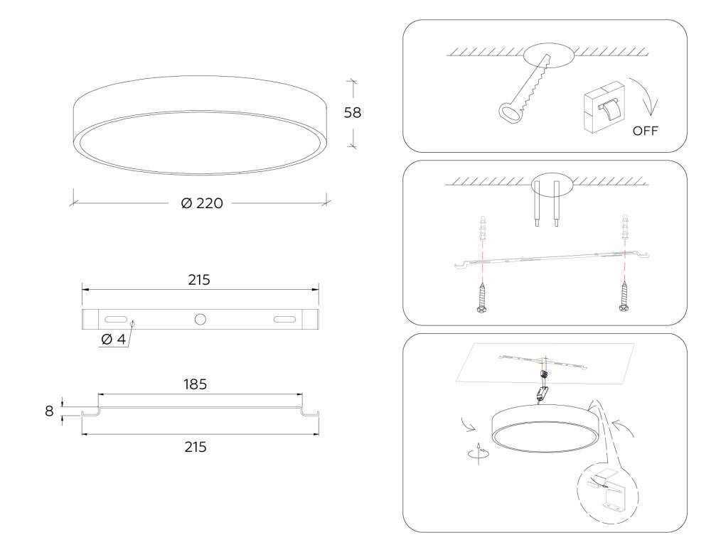 Потолочный светильник Ambrella Light Orbital Air Alum FV5519