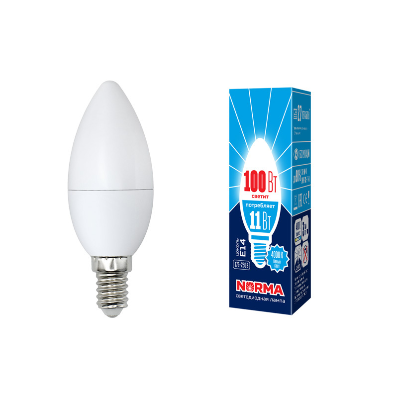 Лампа светодиодная (UL-00003811) Volpe E14 11W 4000K матовая LED-C37-11W/NW/E14/FR/NR Лампа светодиодная (UL-00003811) Volpe E14 11W 4000K матовая LED-C37-11W/NW/E14/FR/NR