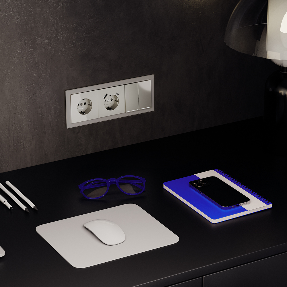 Выключатель двухклавишный с подсветкой Voltum S70 VLS020204 (шелк)