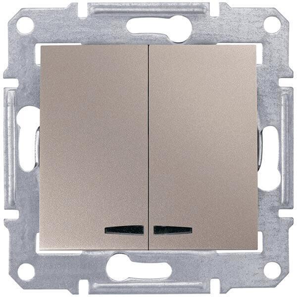 Выключатель двухклавишный с синей подсветкой Schneider Electric Sedna 10A 250V SDN0300368