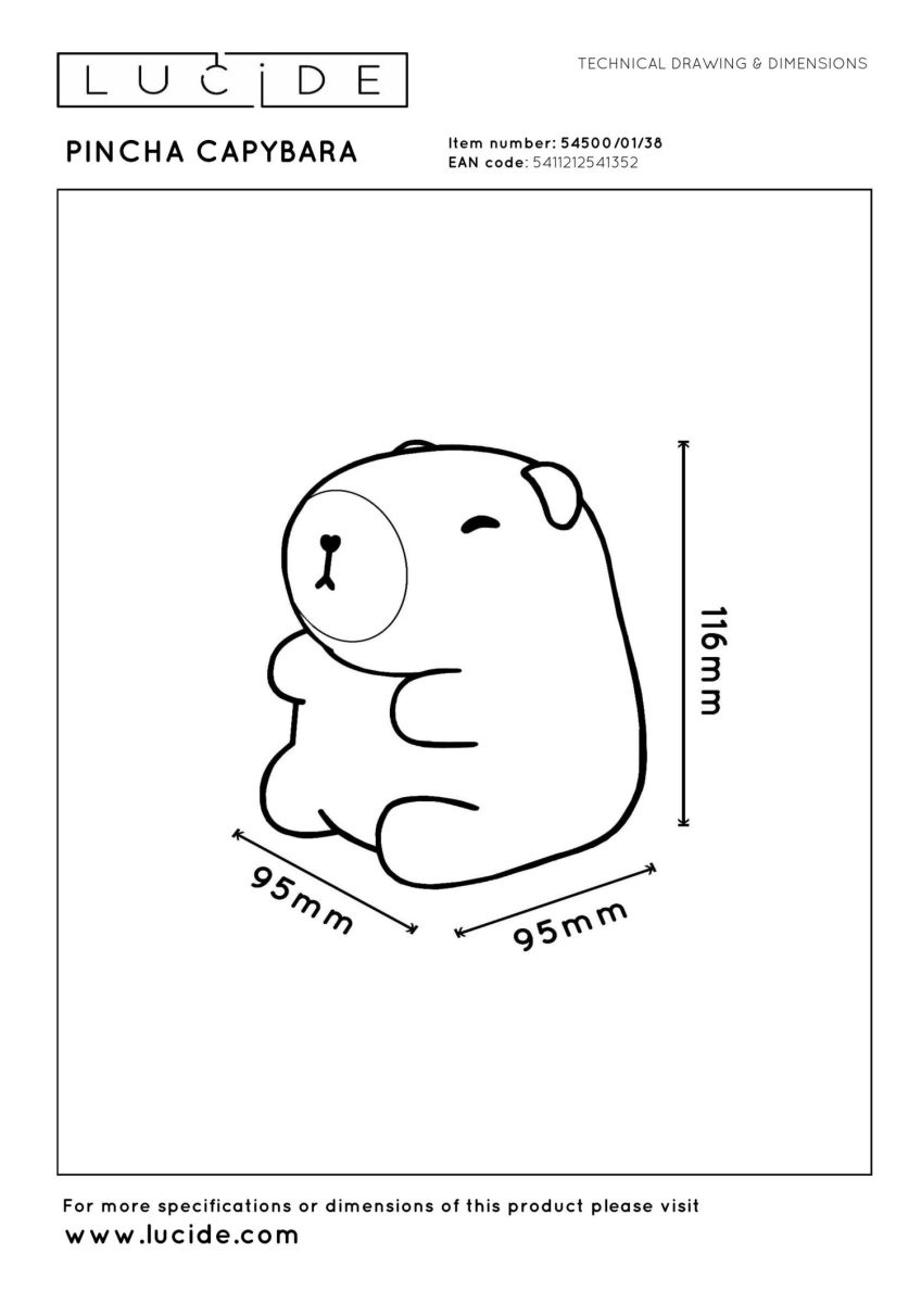 Настольная лампа Lucide Pincha Capybara 54500/01/38