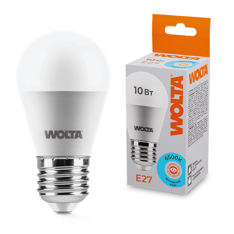 Светодиодная лампа WOLTA 10Вт 6500K E27 груша матовая 25W45GL10E27 Светодиодная лампа WOLTA 10Вт 6500K E27 груша матовая 25W45GL10E27