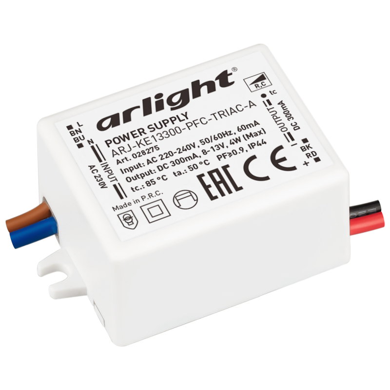 Блок питания Arlight ARJ-KE13300-PFC-Triac-A (4W, 300mA) 028275 Блок питания Arlight ARJ-KE13300-PFC-Triac-A (4W, 300mA) 028275