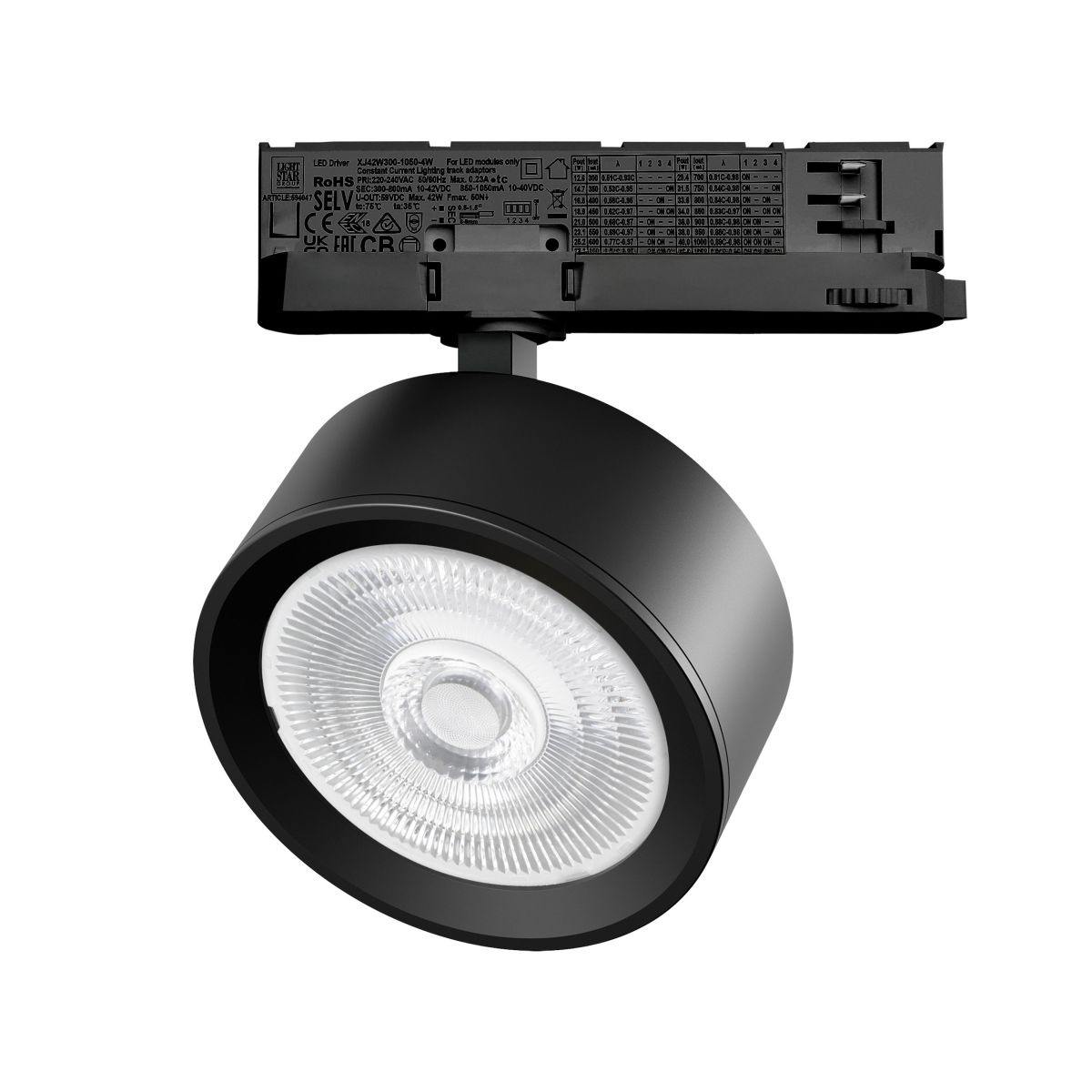 Трековый трехфазный светильник Quattro LED 60G с адаптером Lightstar Alta Pro A5637QT60G (215637 + 594047 + 215604)