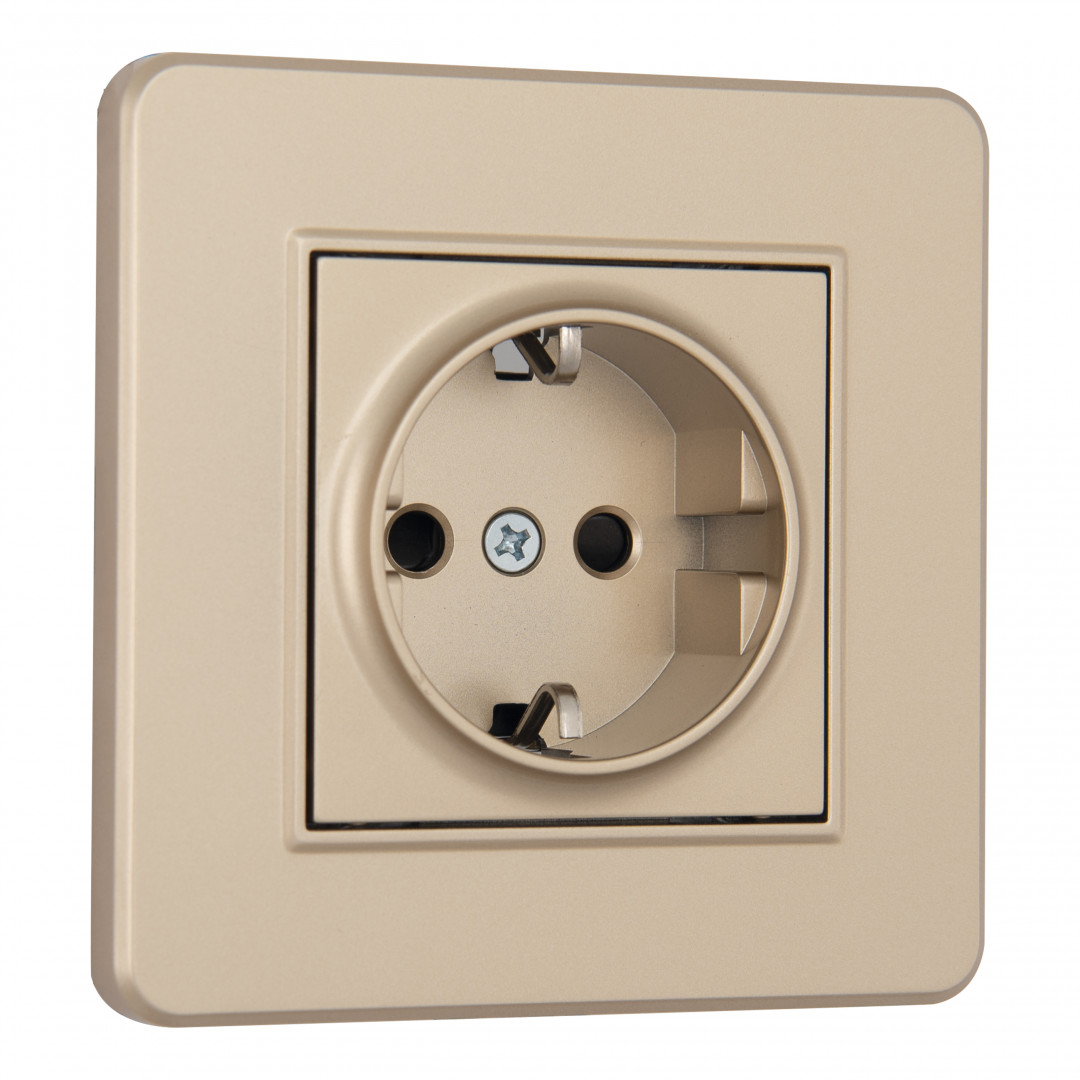 Комплект розетки с/з и шторками и рамкой Arte Milano SET16-1-40-1 shampan