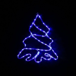 Мотив 2D "Елочка", синяя с белыми мерцающими светодиодами, 40*47 см, IP44