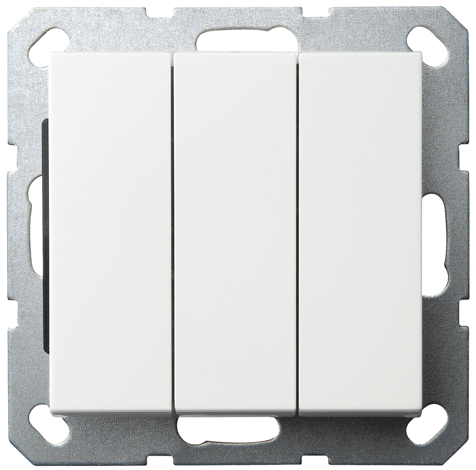 Выключатель трёхклавишный Jasmart с накладкой 10A 250V белый глянцевый G3031W