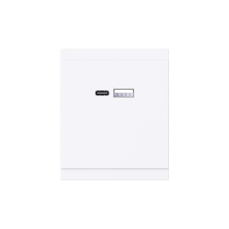 Розетка SETE USB-A+Type-C 3А с функцией быстрой зарядки жемчуг IP20/IP44 KRANZ KR-79-0729-1