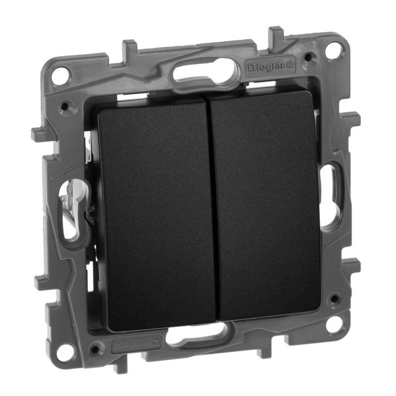 Выключатель двухклавишный Legrand Etika 10A 250V антрацит 672602