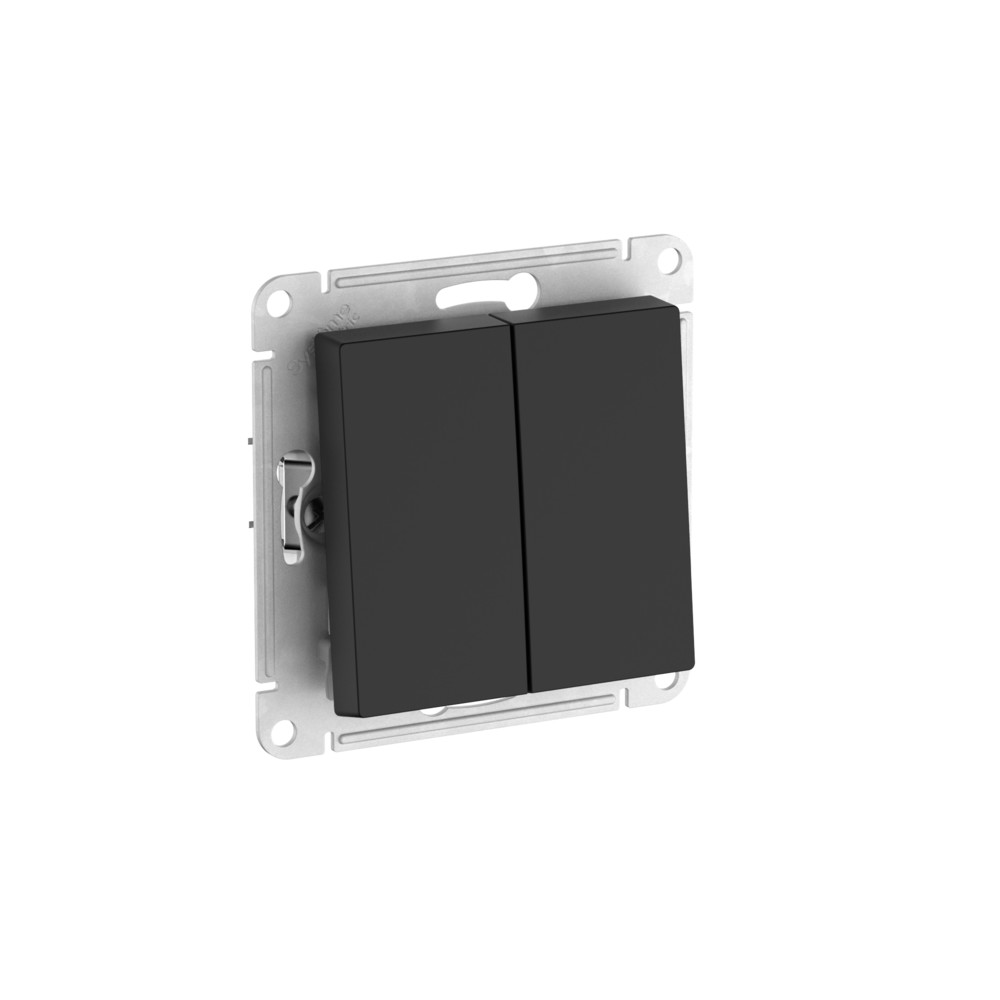 Выключатель 2-клавишный, сх.5, 10АХ, мех., быстрозажим. клем. Systeme Electric AtlasDesign Карбон ATN001051S