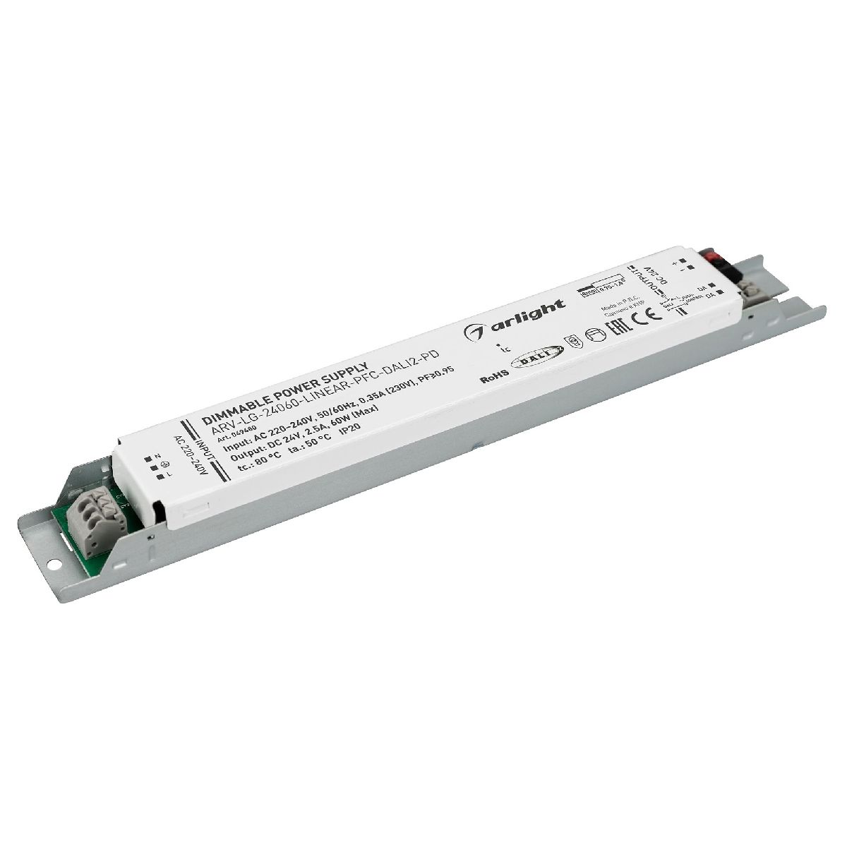 Блок питания Arlight ARV-LG-24060-LINEAR-PFC-DALI2-PD (24V, 2.5A, 60W) 049480 Блок питания Arlight ARV-LG-24060-LINEAR-PFC-DALI2-PD (24V, 2.5A, 60W) 049480