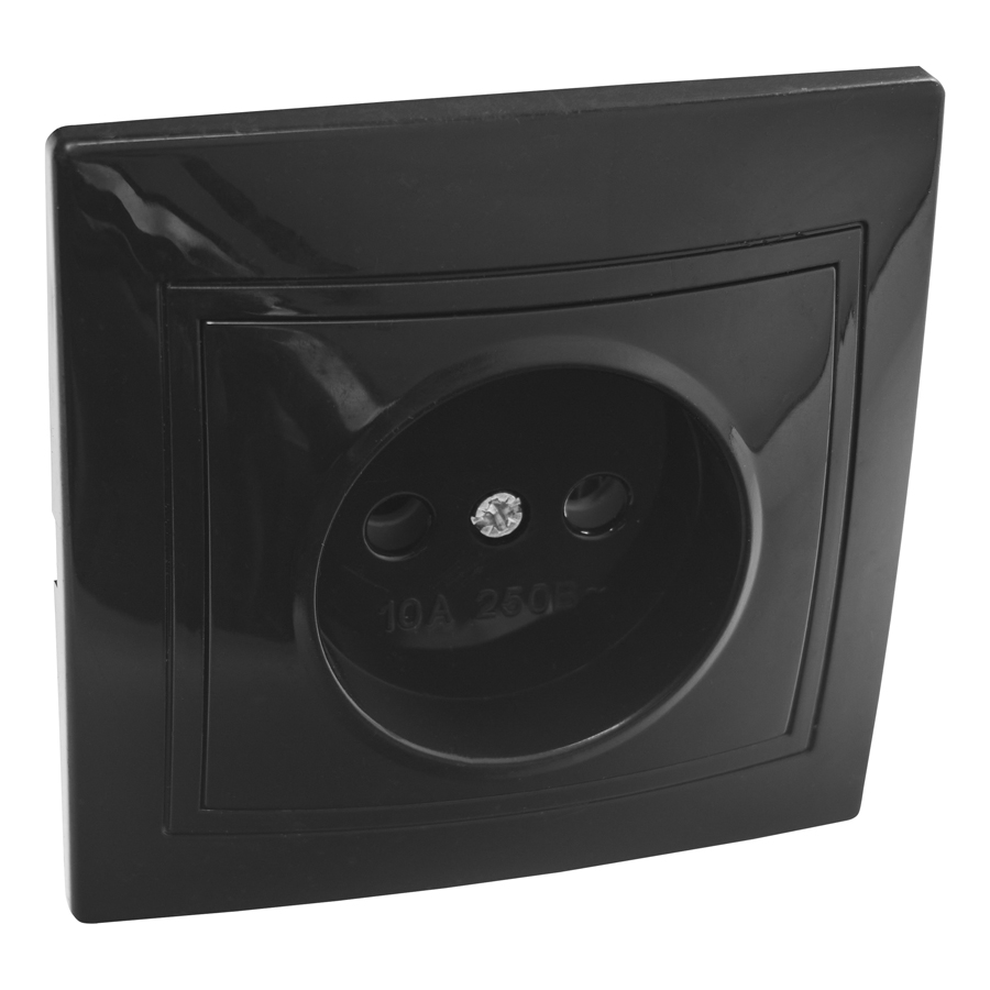 Розетка 2П скрытой установки 16А 250В IP20, черная (керамика) "Дельта" General 477315