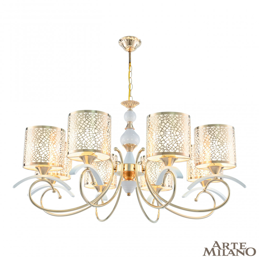 Подвесная люстра Arte Milano Florentia-9787 309787/8 Wh/Gd Подвесная люстра Arte Milano Florentia-9787 309787/8 Wh/Gd