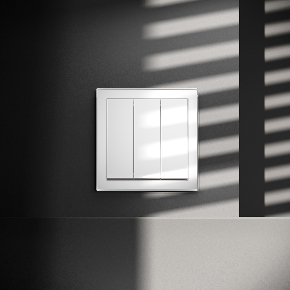 Выключатель трехклавишный Voltum S70 VLS030101 (белый глянцевый)