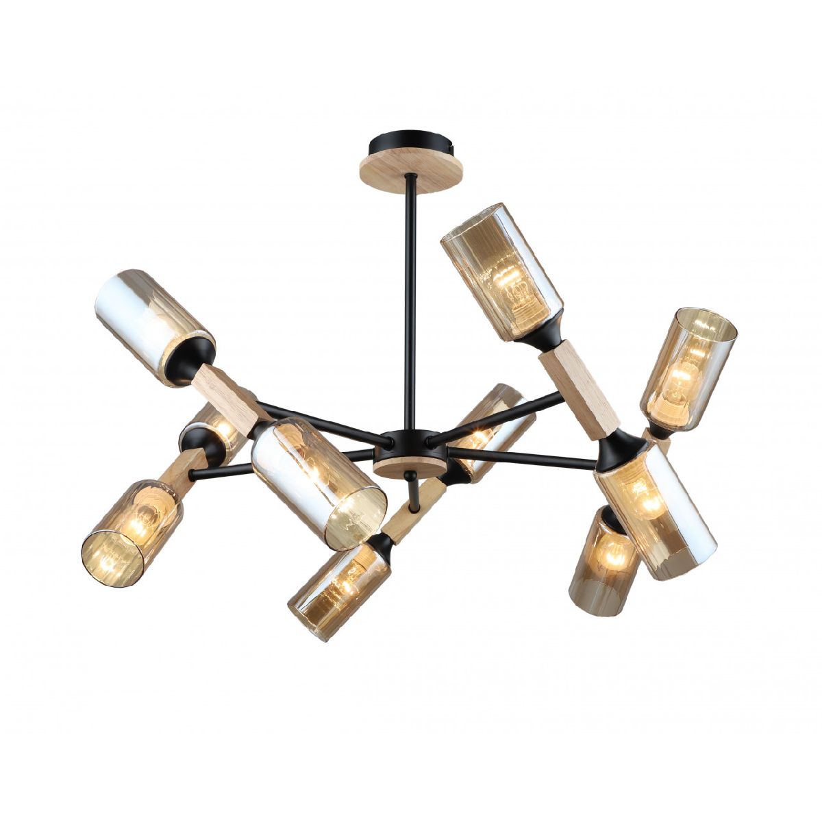 Люстра на штанге IMEX MD.5495-10-S-BK+WOOD Люстра на штанге IMEX MD.5495-10-S-BK+WOOD
