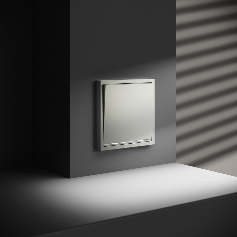 Выключатель одноклавишный с подсветкой Voltum S70 VLS010205 (сталь)