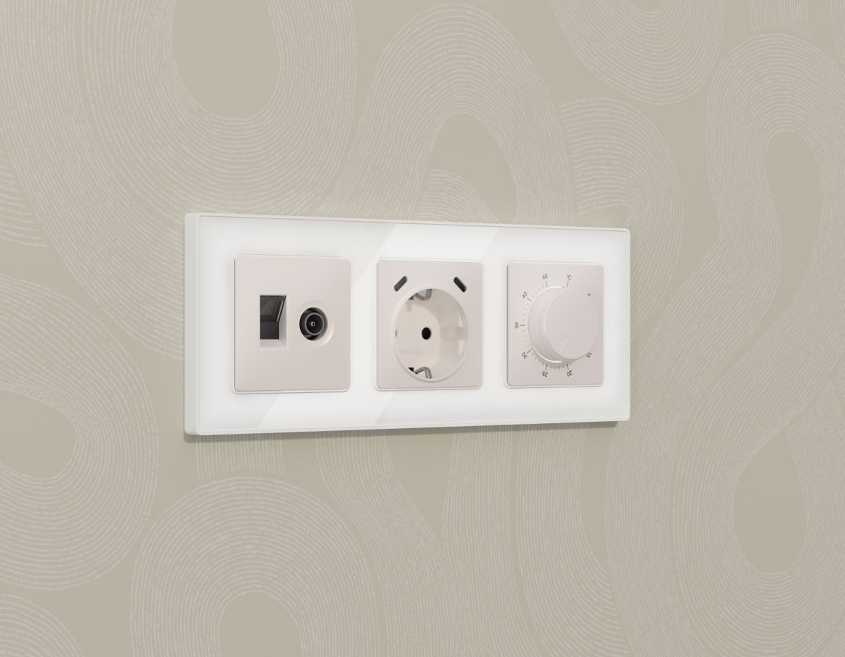 Комплект механизма электрической розетки 2USB С+C 20W Ambrella Volt MA210510 (быстрая зарядка) с/з на винтовых зажимах 16A-250V Alfa Жемчуг Quant