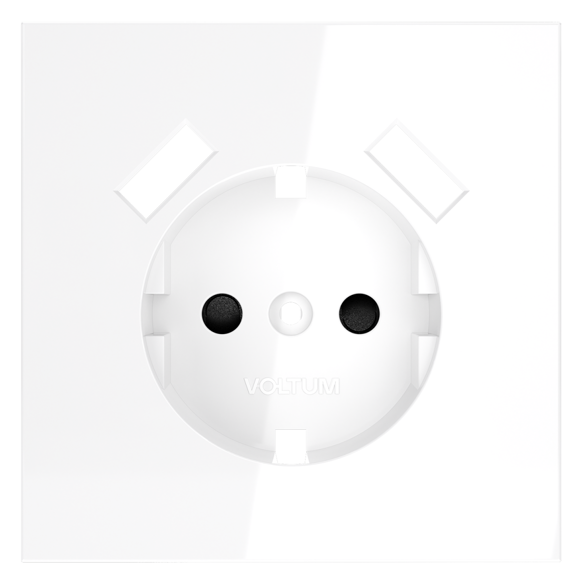 Накладка для розетки с заземлением и защитными шторками, с USB A+A Voltum S70 (белый глянцевый) VLS000901