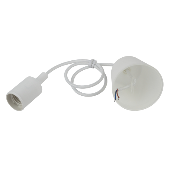 Патрон ЭРА Е27 с подвесом пластиковый PTR/P-E27-PLA-WH-CAB Б0048038