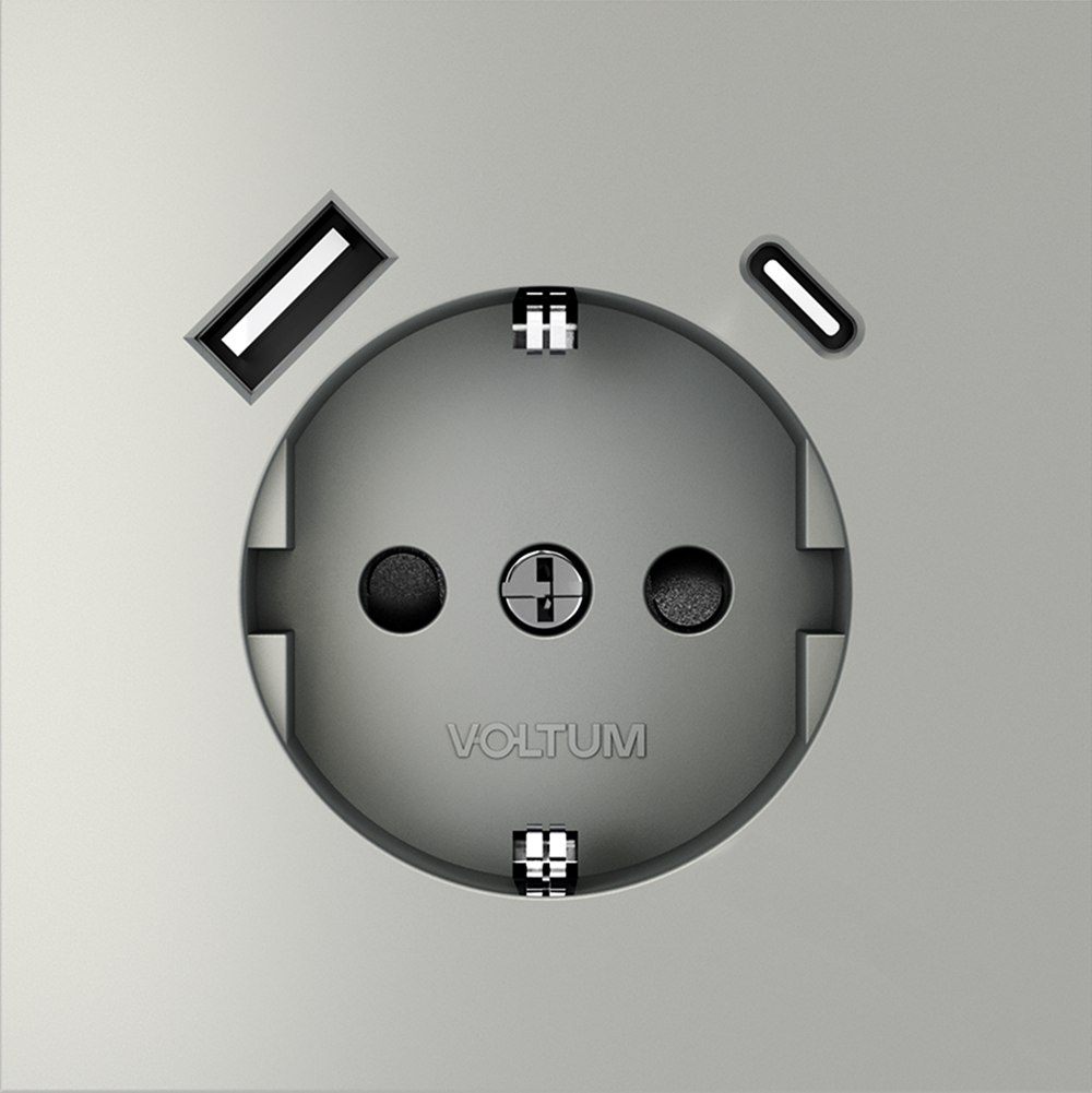 Розетка с USB, A+C Voltum S70 VLS040505 (сталь)