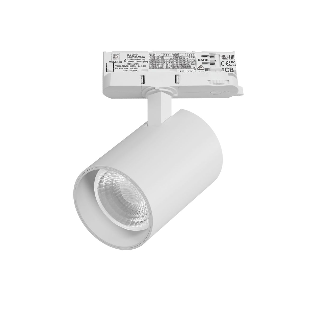 Трековый трехфазный светильник Quattro LED 36G с адаптером Lightstar Alta Base A5346QT36G (215346 + 594036 + 215303)