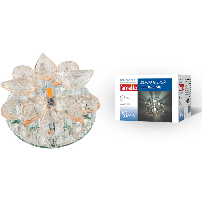 Встраиваемый светильник Fametto DLS-F129 G4 GLASSY/CHAMPAIGNE UL-00000354 Встраиваемый светильник Fametto DLS-F129 G4 GLASSY/CHAMPAIGNE UL-00000354