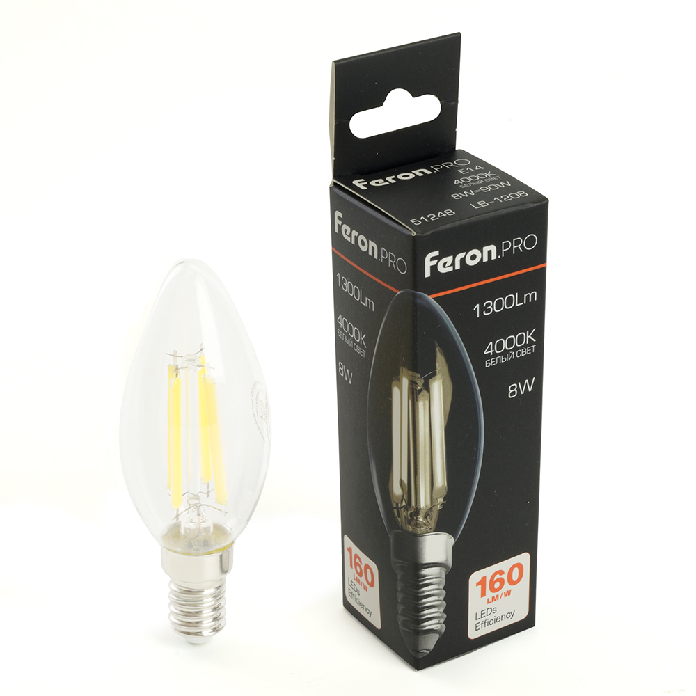 Светодиодная лампа Feron LB-1208 E14 8W 4000K 51248 Светодиодная лампа Feron LB-1208 E14 8W 4000K 51248