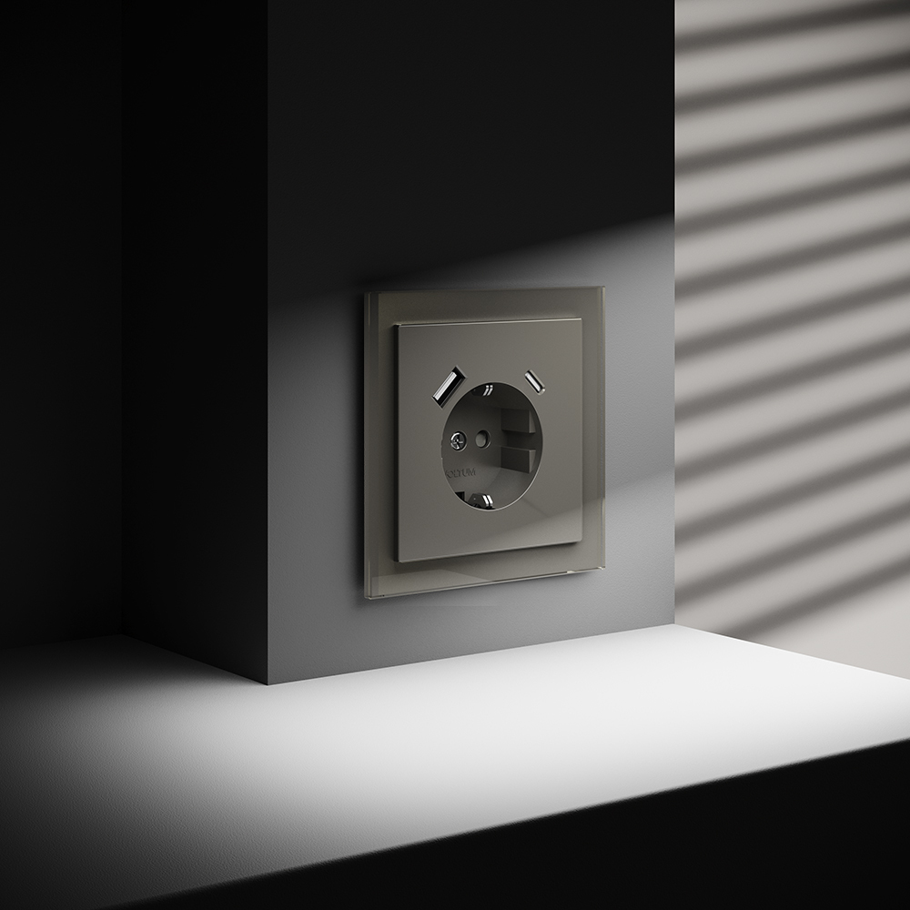 Розетка с USB, A+C Voltum S70 VLS040504 (шелк)