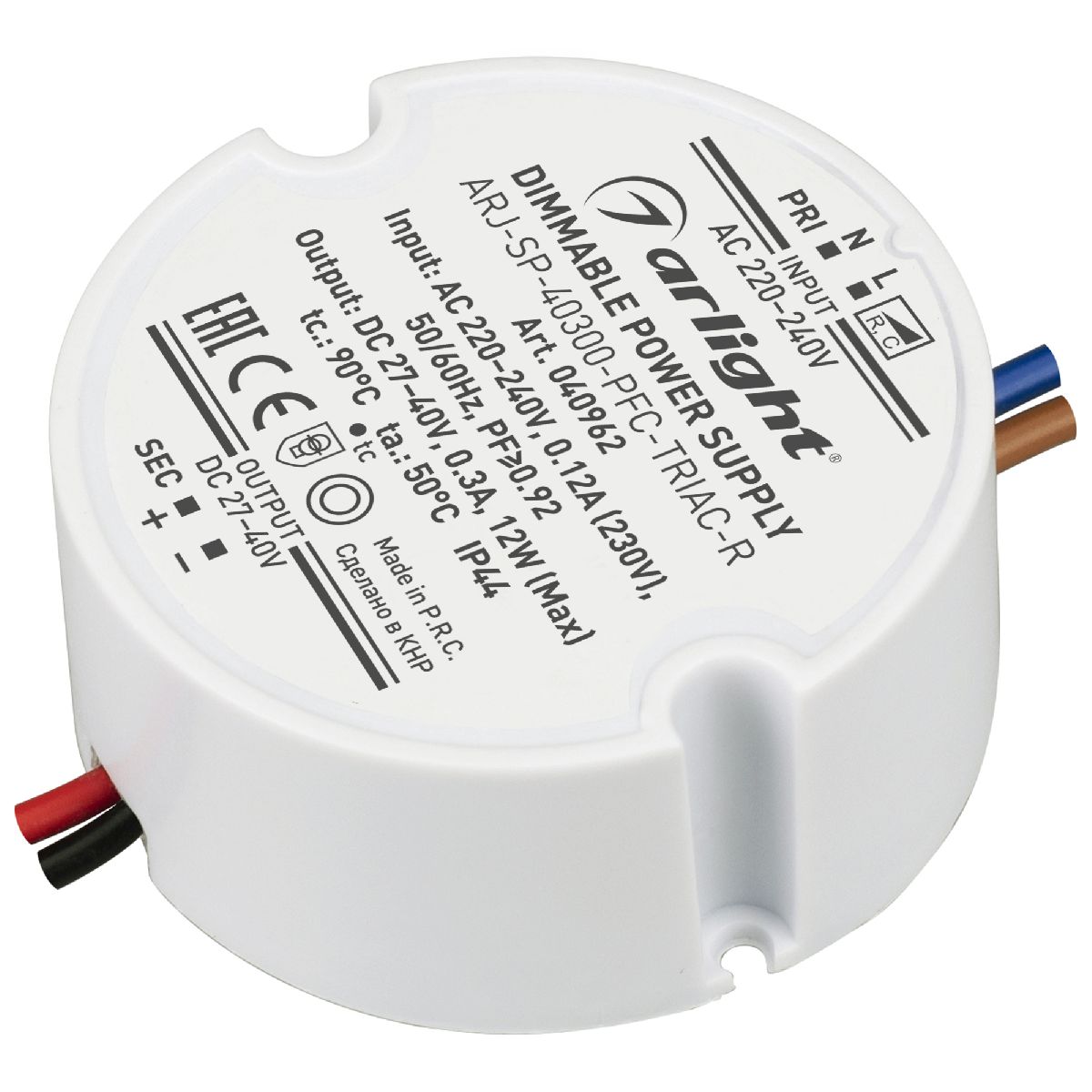 Блок питания Arlight ARJ-SP-40300-PFC-TRIAC-R (12W, 27-40V, 300mA) 040962 Блок питания Arlight ARJ-SP-40300-PFC-TRIAC-R (12W, 27-40V, 300mA) 040962