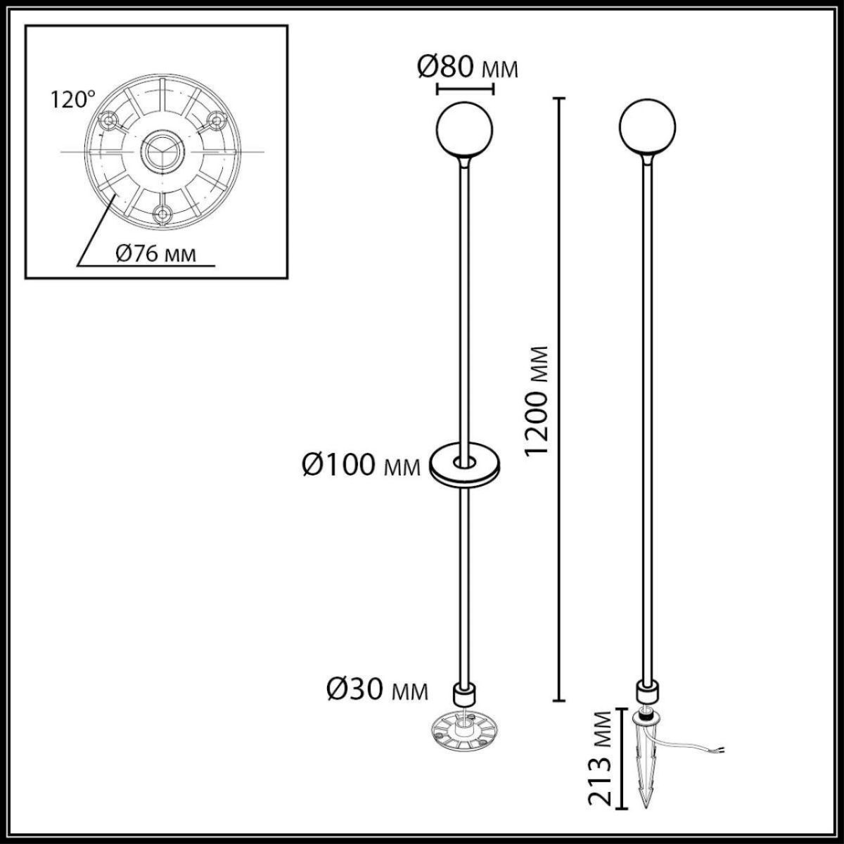 Ландшафтный светильник Odeon Light Nature Dew 7120/3GLC Ландшафтный светильник Odeon Light Nature Dew 7120/3GLC