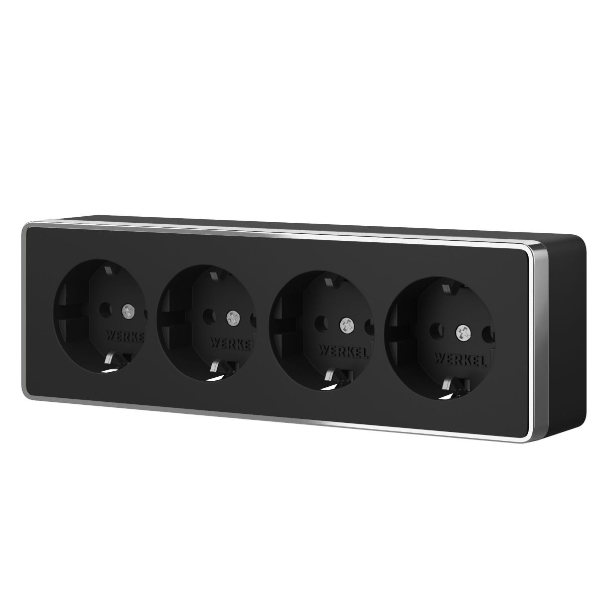 Розетка четверная с заземлением и шторками Werkel Gallant черный/хром W5072258 4690389218026 a071254
