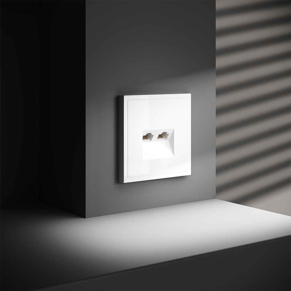 Розетка компьютерная двойная Voltum S70 VLS060201 (белый глянцевый)