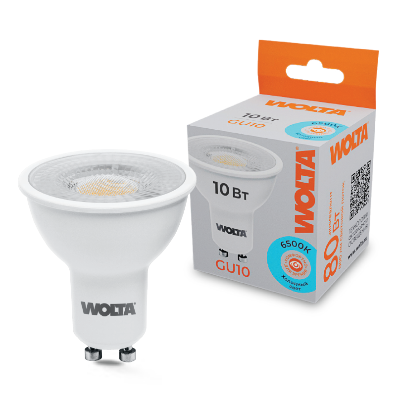 Светодиодная лампа WOLTA 10Вт 6500K GU10 матовая WSTD-PAR16-220V10W6KGU10-L