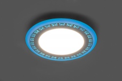 Светильник LED встраиваемый 6W, 4200К нейтральный, с синей подсветкой, белый, 480Lm