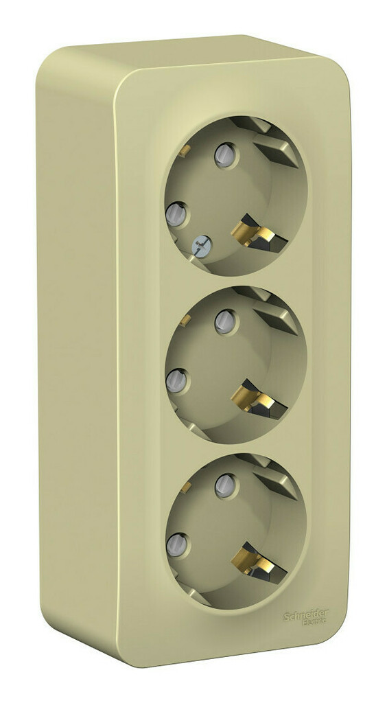 Розетка 3-ая с/з со шторками, изолир. пластина 16А, 250В Systeme Electric Blanca наруж Беж BLNRA011317