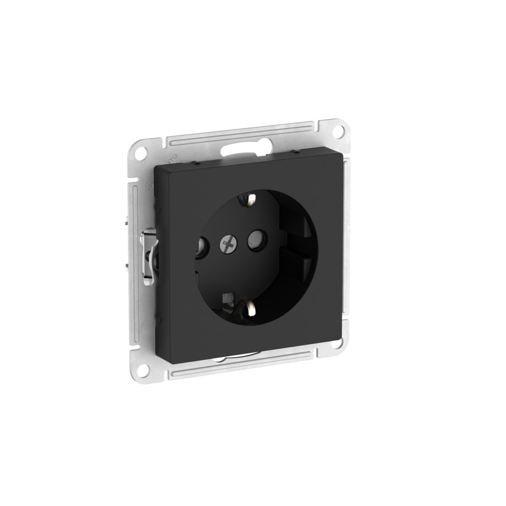 Розетка с заземлением со шторками, 16А, мех., быстрозажим. Клем Systeme Electric AtlasDesign Карбон ATN001045S