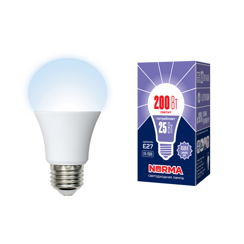 Лампа светодиодная (UL-00004471) Volpe E27 25W 6500K матовая LED-A70-25W/6500K/E27/FR/NR Лампа светодиодная (UL-00004471) Volpe E27 25W 6500K матовая LED-A70-25W/6500K/E27/FR/NR