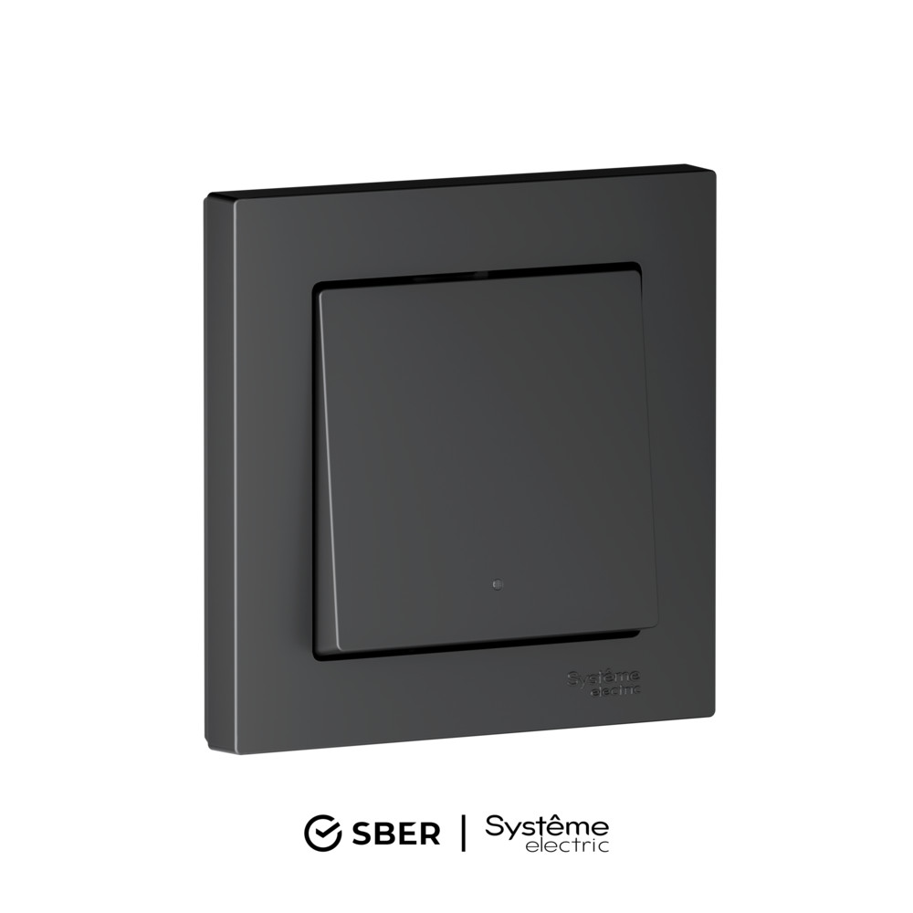 Выключатель 1-кл с подсв., Zigbee, сх.1, L+N, 10А SBER Systeme Electric AtlasDesign Smart Карбон ATN001013Z