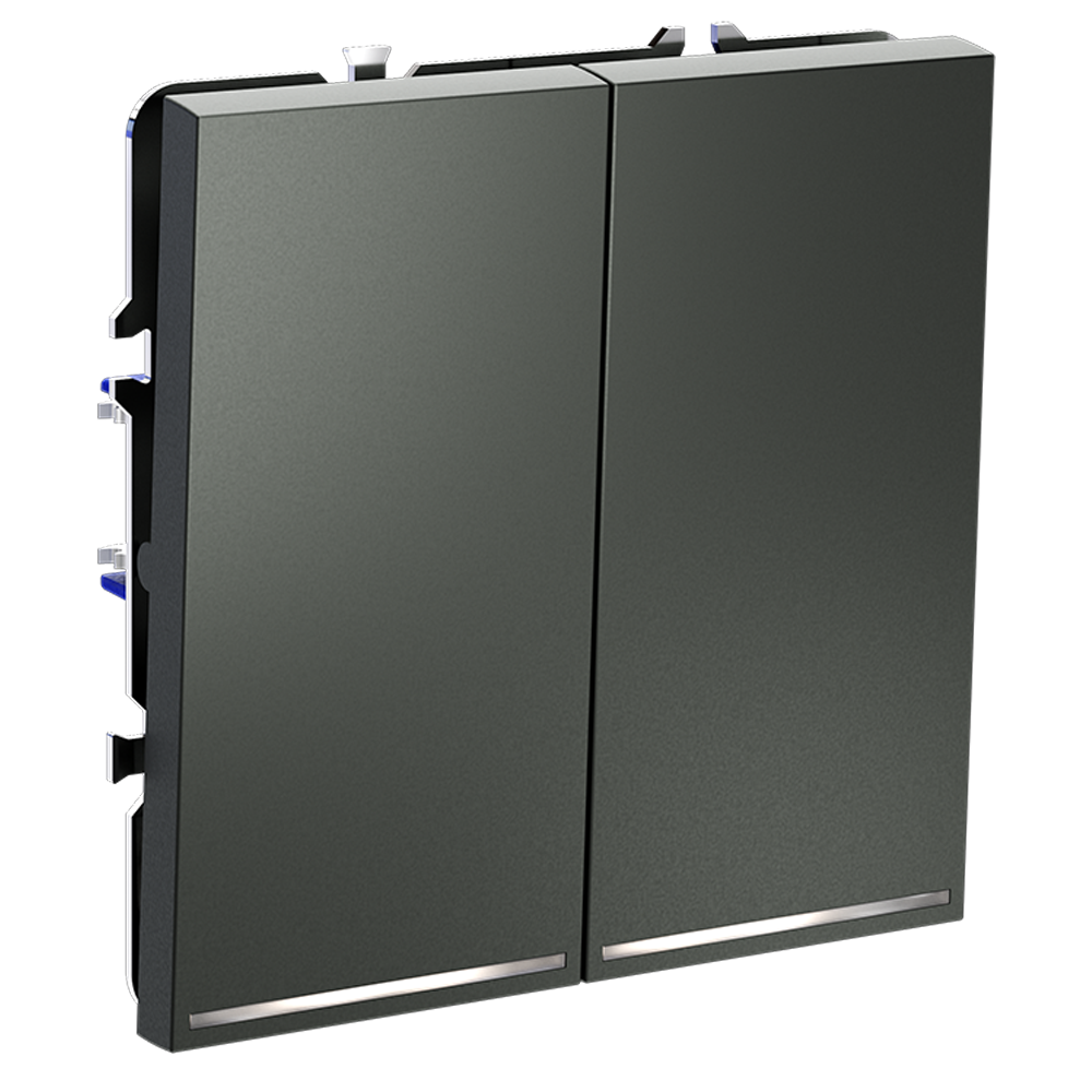 Проходной переключатель двухклавишный с подсветкой Voltum S70 VLS020406 (титан)