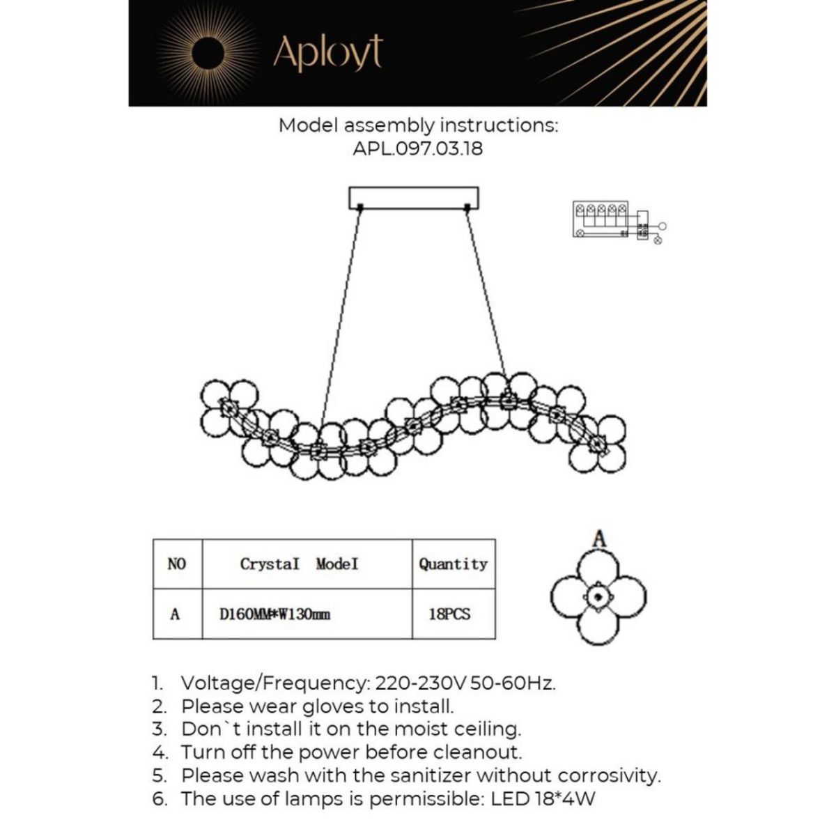 Подвесная люстра Aployt Alunia APL.097.03.18