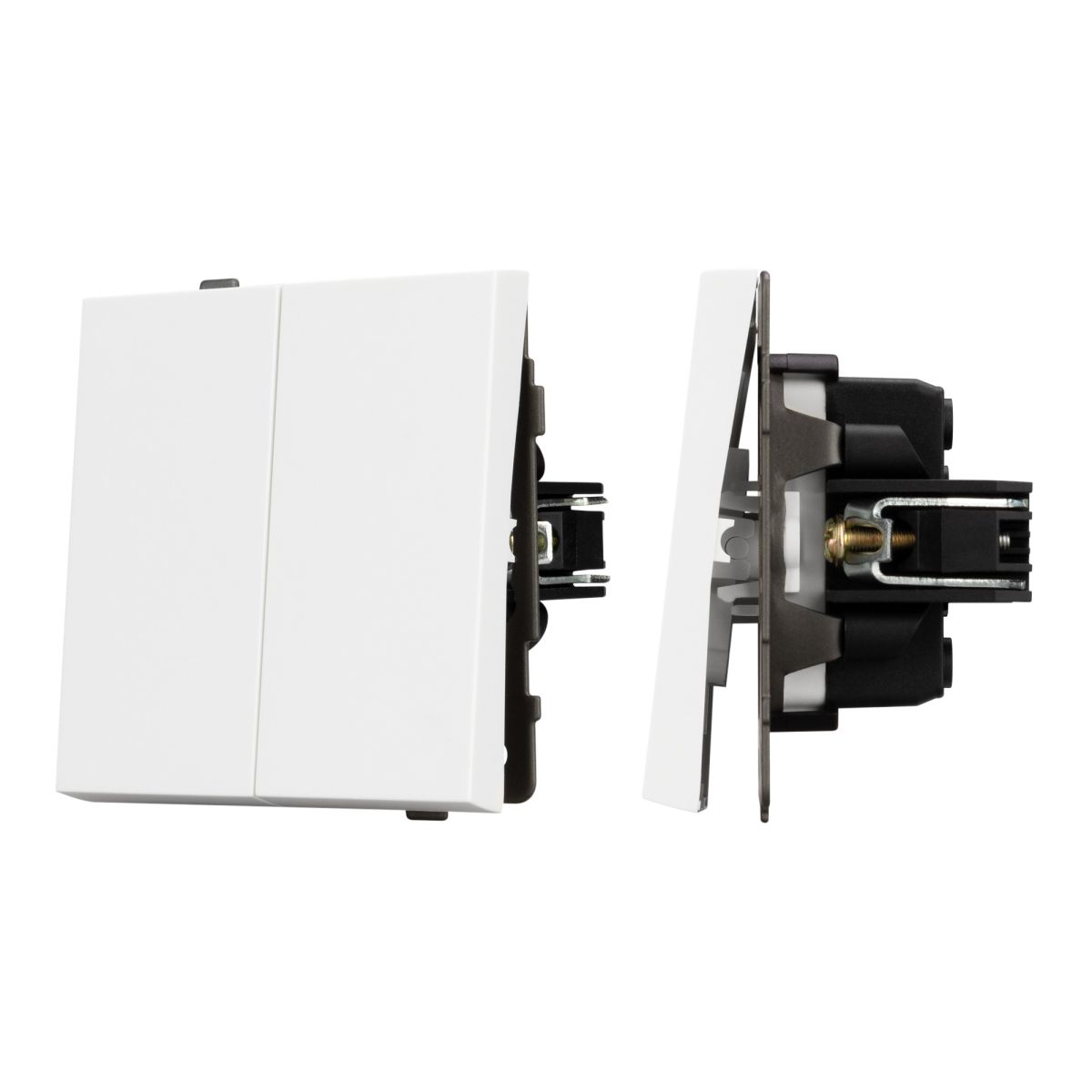 Механизм выключателя двухклавишный проходной Arlight SWT-TENDO-MKP2-PL-WH (230V, 10A) 054066