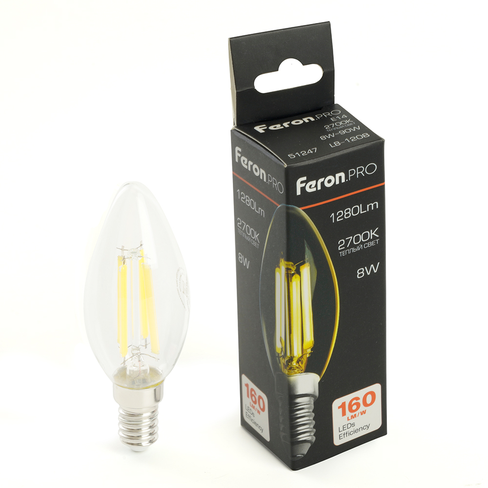Светодиодная лампа Feron LB-1208 E14 8W 2700K 51247 Светодиодная лампа Feron LB-1208 E14 8W 2700K 51247