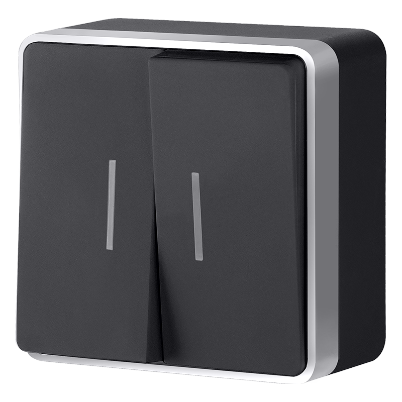 Выключатель двухклавишный с подсветкой Werkel Gallant (черный с серебром) W5020134 4690389164217 a051142