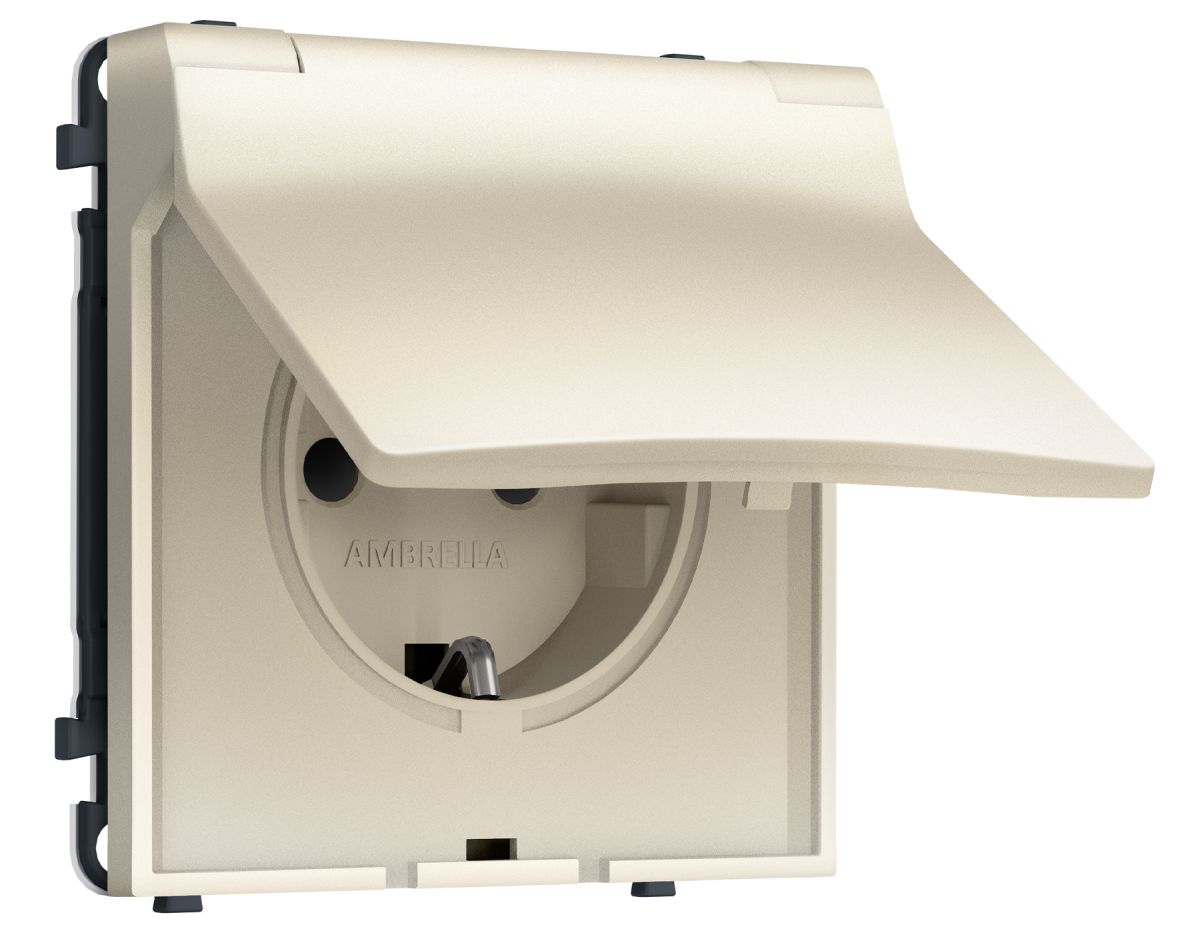 Комплект механизма электрической розетки SIGMA Шёлк 50Hz 2P+E с/з с/ш и крышкой IP44 16A-250V QUANT PRO Ambrella Volt MS548010 (SP5480, PR141)