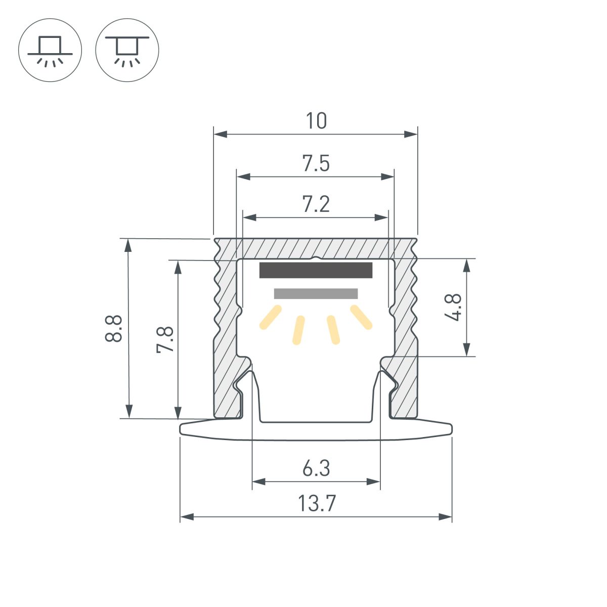 Профиль Arlight SL-MINI-10-3000 ANOD (Алюминий) 064305